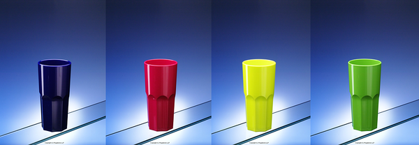 Plastic glasses in bespoke colours