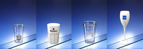 One colour pad prints on plastic glasses